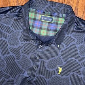 William Murray In The Weeds Performance Polo Men's XL Navy Blue‎ Geometric Tour